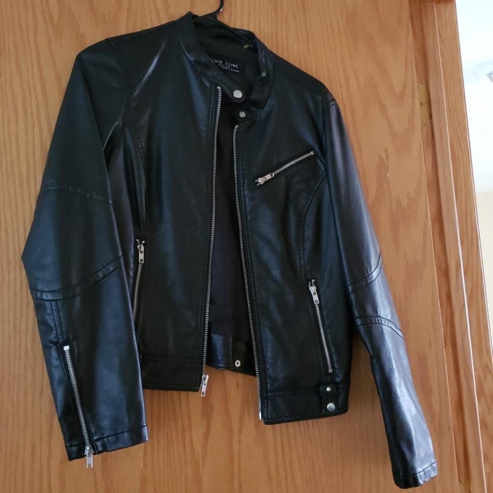Faux leather moto jacket
